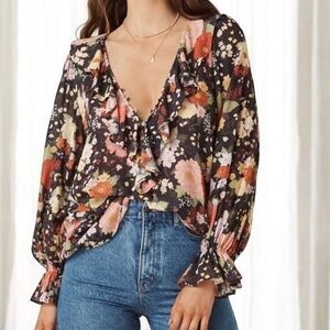 Spell & the Gypsy Collective XS Sangria Floral Blouse Nightshade Bohemian Boho